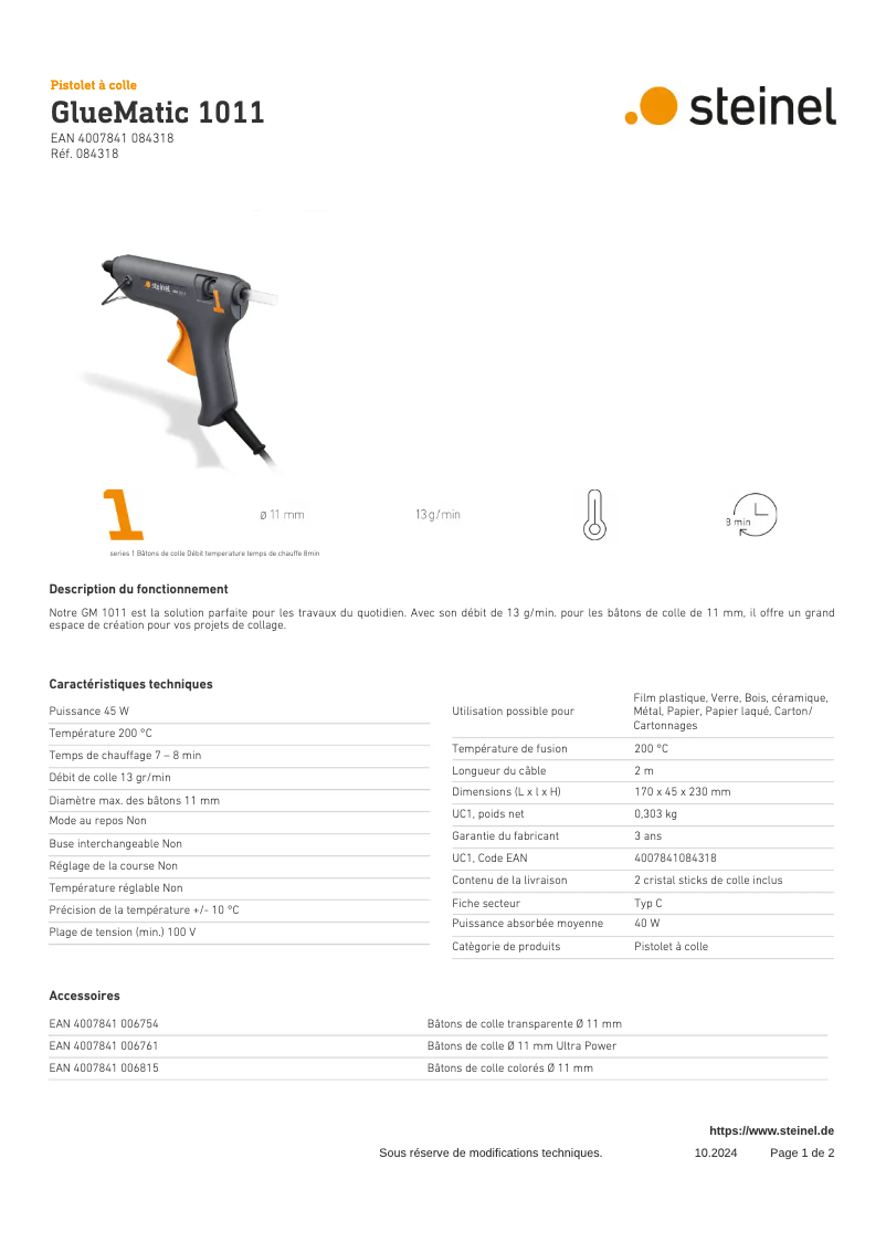 First page image of the manual for GlueMatic 1011
