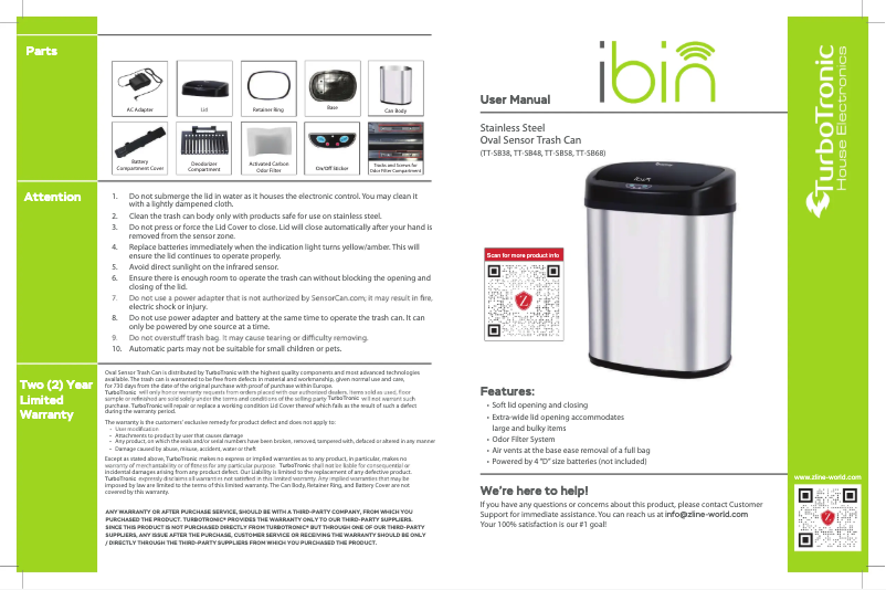 First page image of the manual for ibin TT-SB48