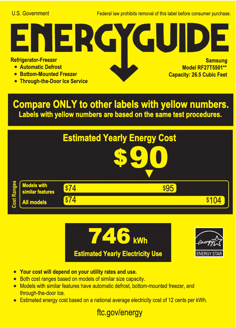 Page 1 of the manual Energy Label Samsung RF27T5501SR
