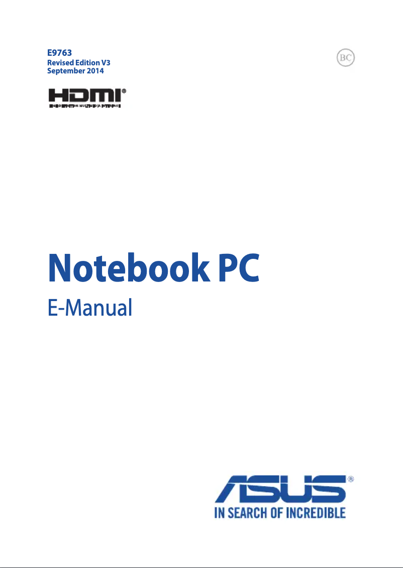 Page 1 of the manual User Manual Asus Transformer TP550LJ