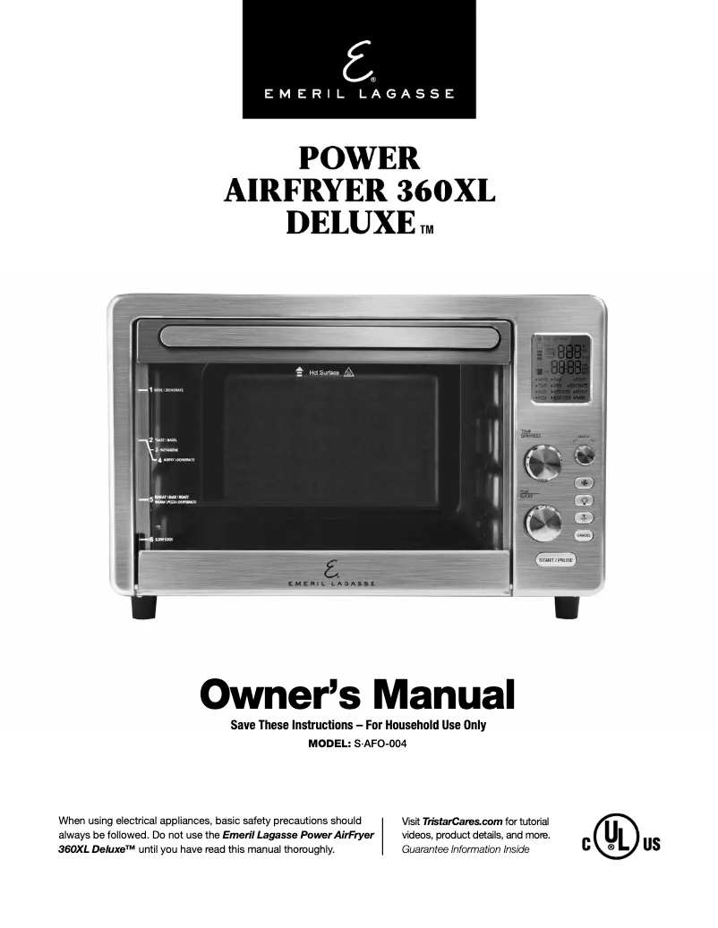 First page image of the manual for Power AirFryer 360XL Deluxe S-AFO-004