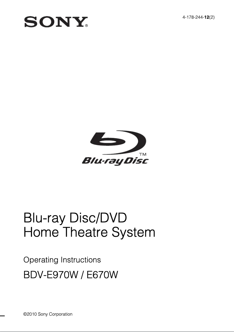 Page 1 of the manual User Manual Sony BDV-E670