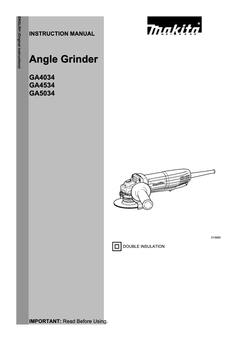 Page 1 of the manual User Manual Makita GA4034