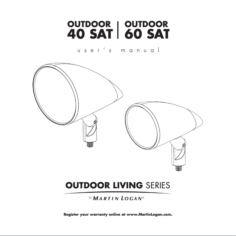 Page 1 of the manual User Manual Martin Logan Outdoor 40 Sat