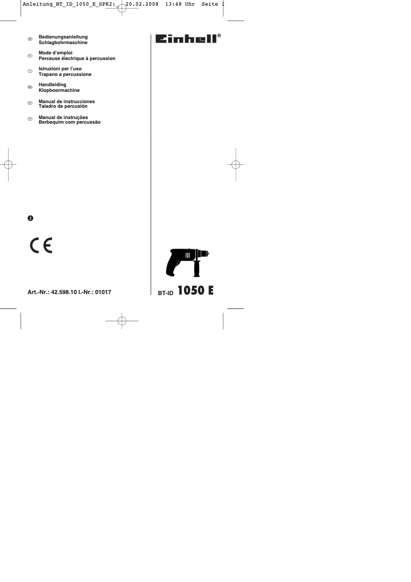 First page image of the manual for BT-ID 1050 E