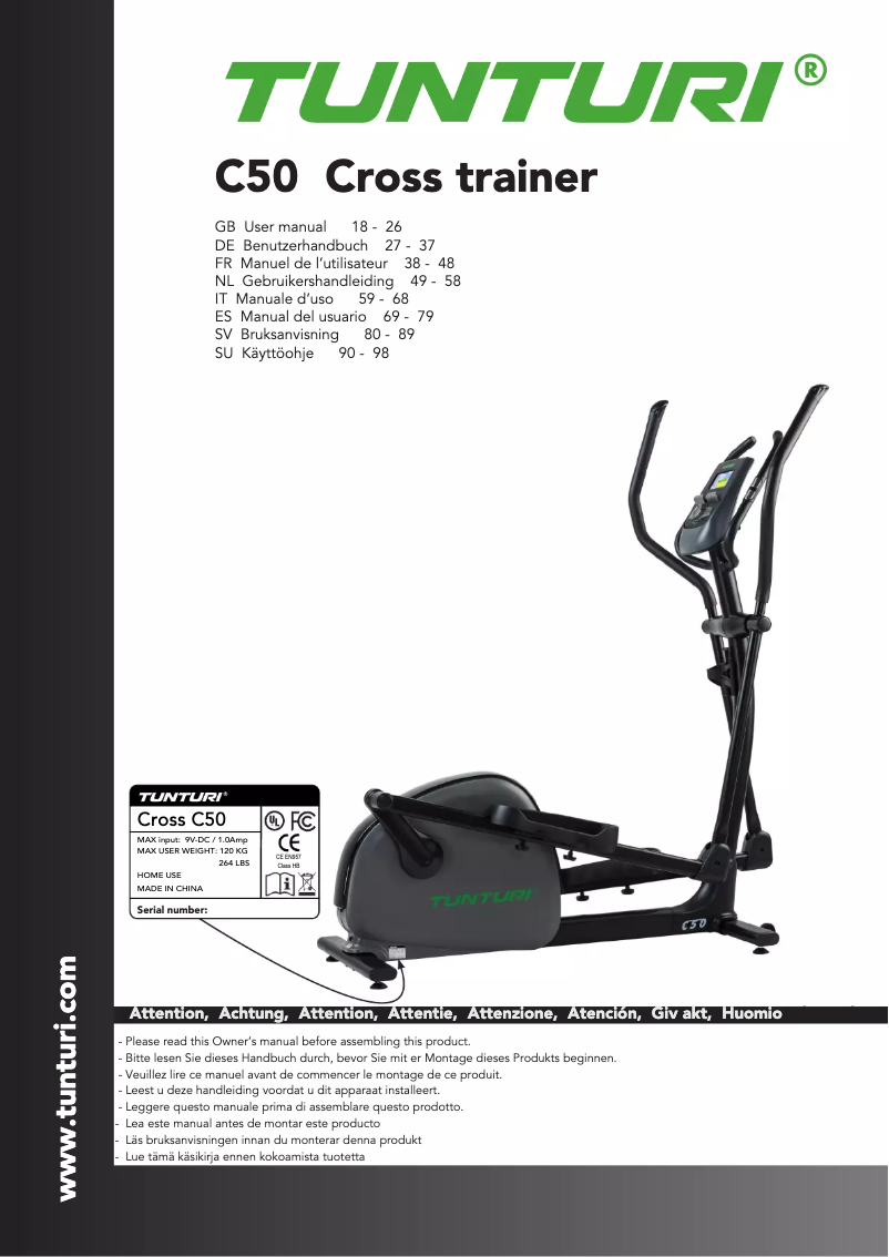 First page image of the manual for Performance C50-R