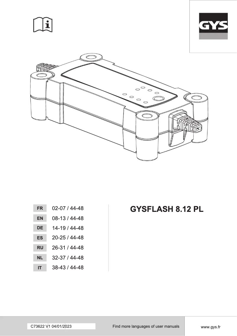 Page 1 of the manual User Manual GYS Gysflash 8.12 PL
