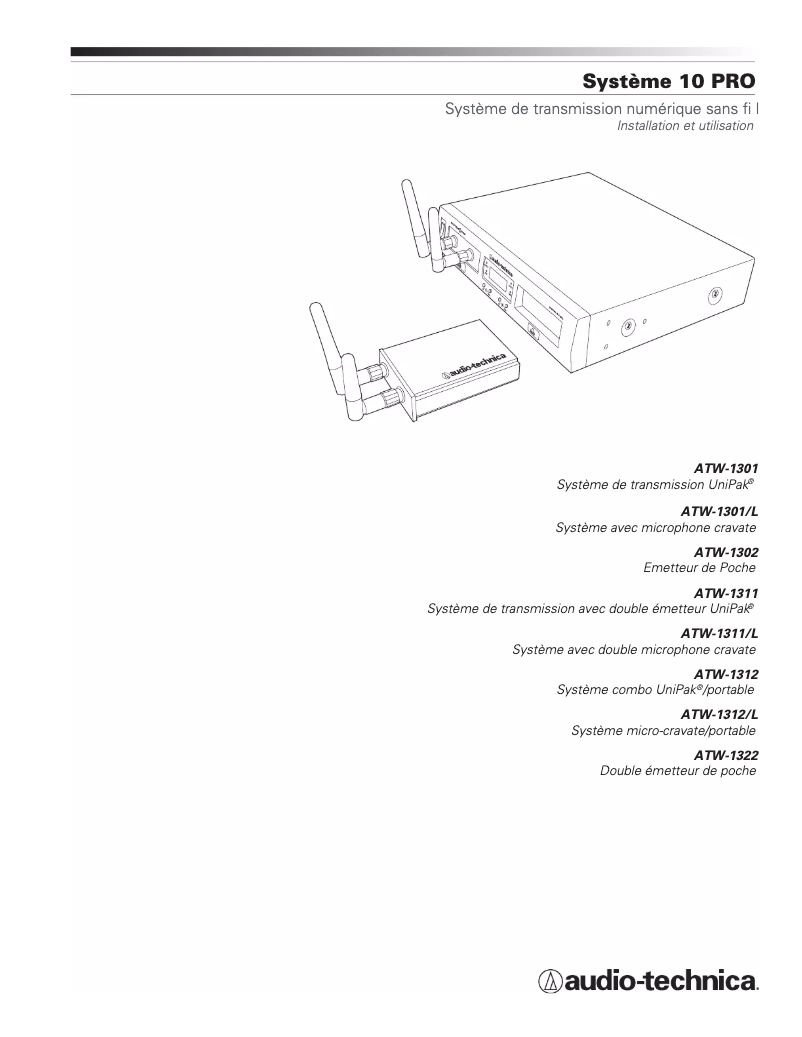 Page 1 de la notice Manuel utilisateur Audio-Technica ATW-1301
