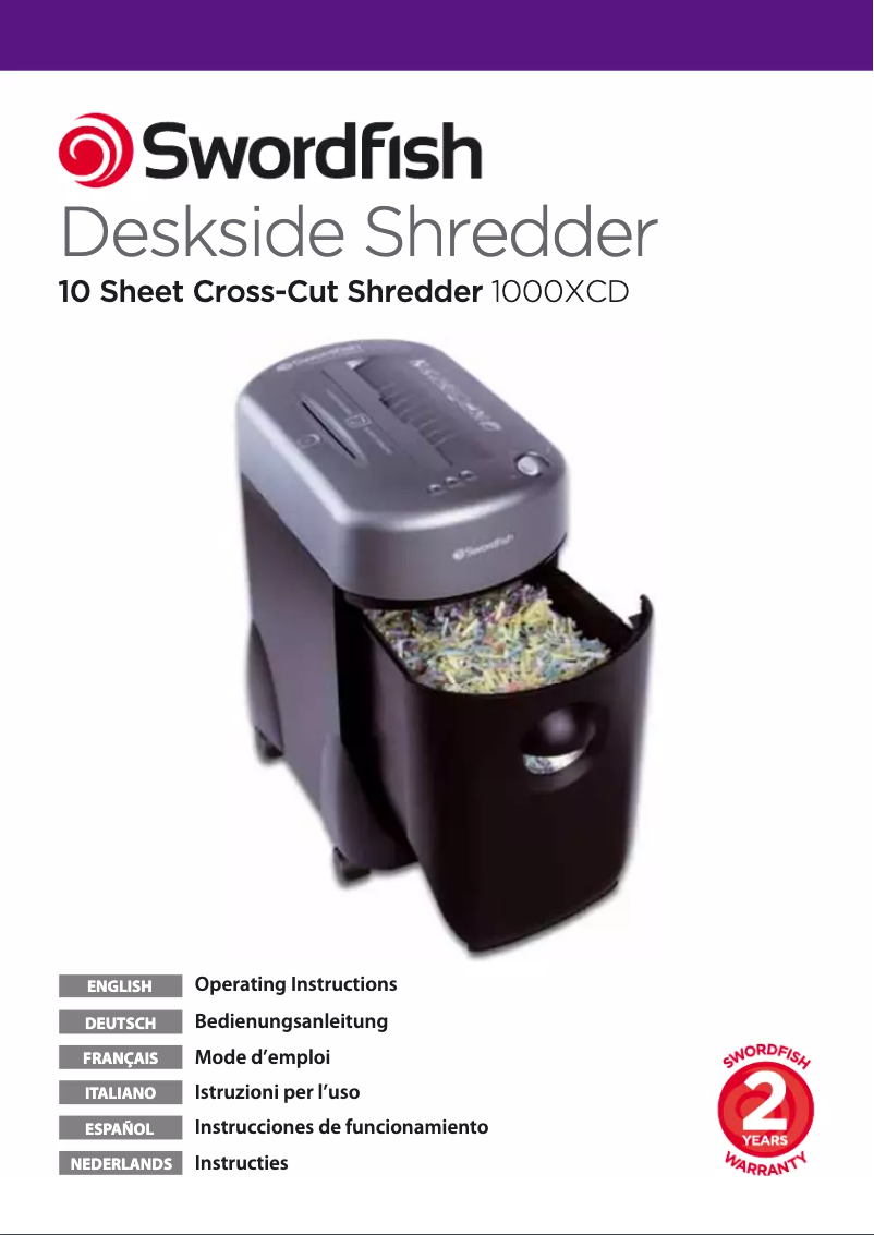 First page image of the manual for 1000XCD