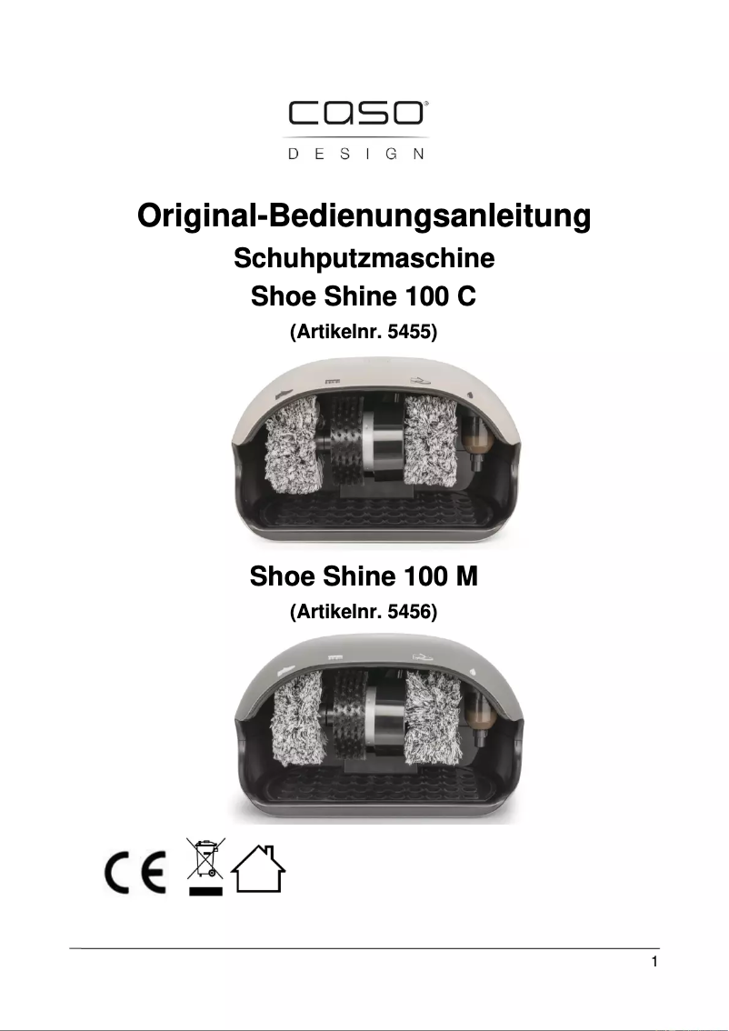 Page 1 of the manual User Manual Caso ShoeShine 100 M