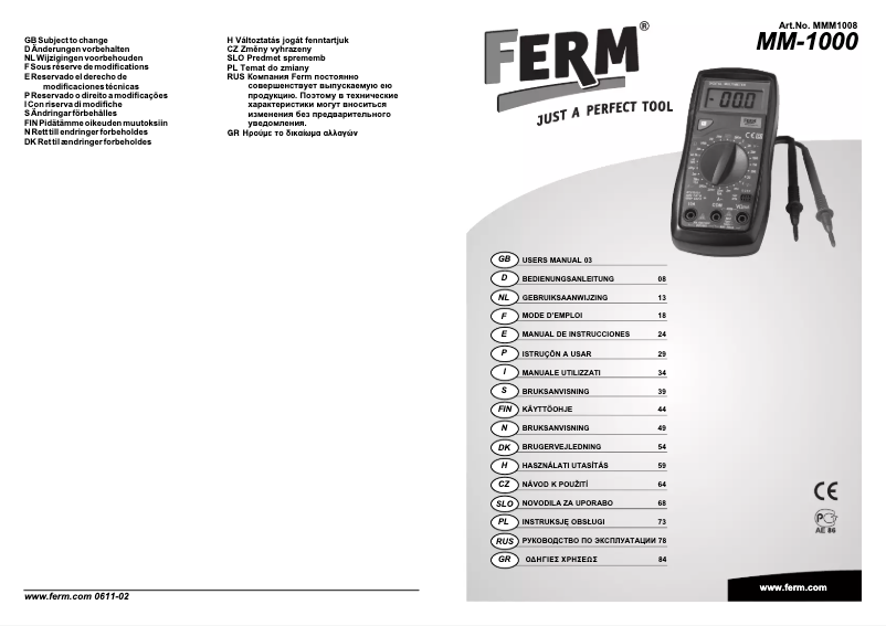 Image de la première page du manuel de l'appareil MM-1000