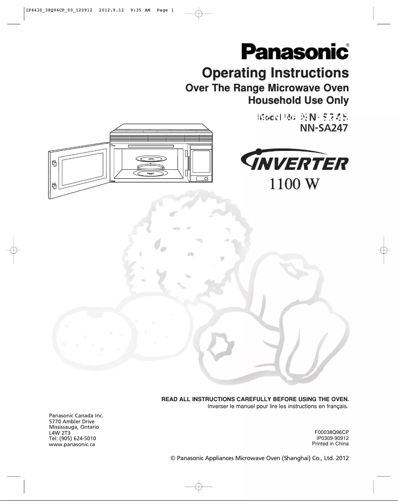 Page 1 of the manual Installation Guide Panasonic NN-SA247