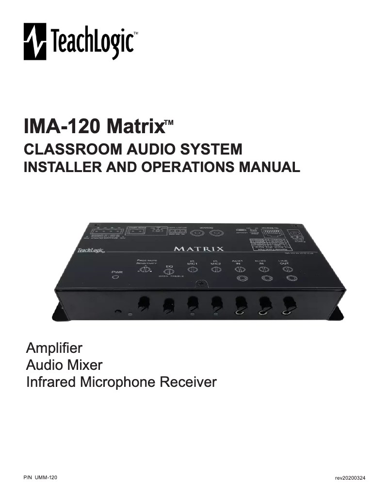 First page image of the manual for Matrix IMA-120