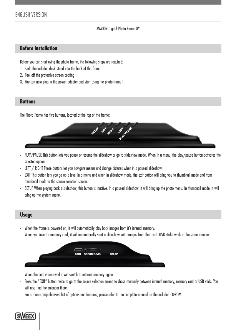 First page image of the manual for MM009