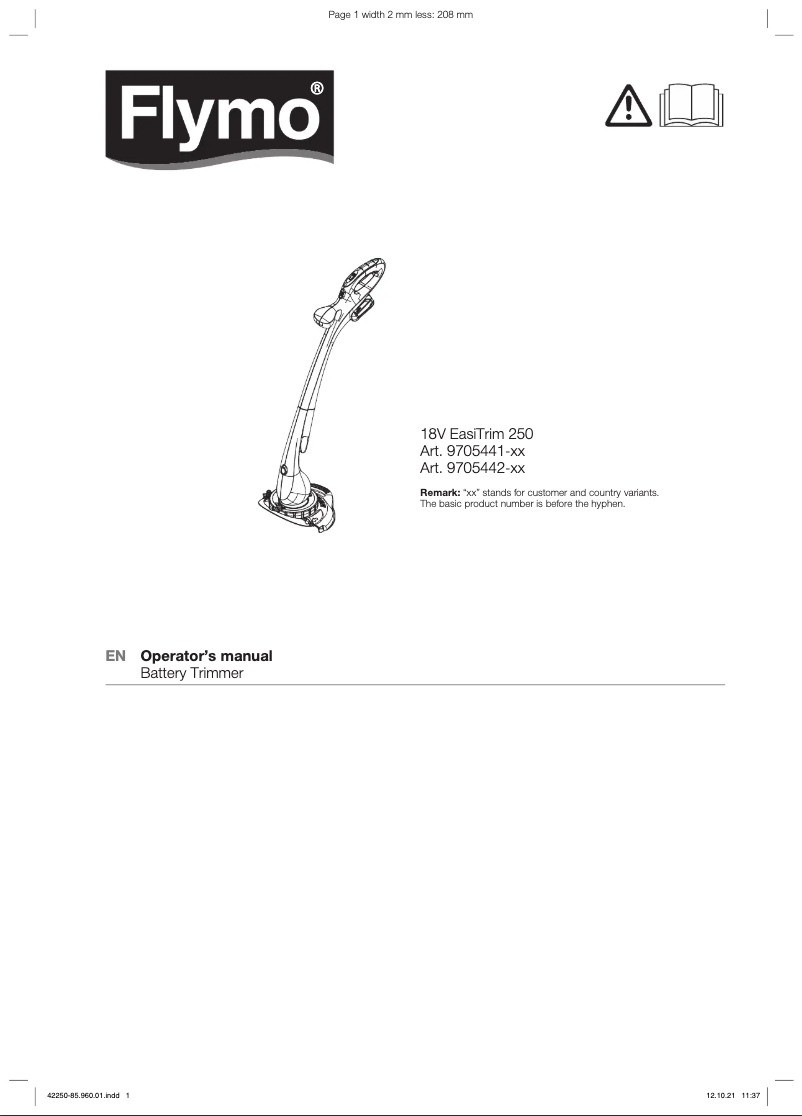 First page image of the manual for 18V EasiTrim 250