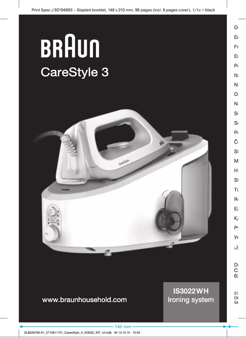 Page 1 of the manual User Manual Braun CareStyle 3 IS 3022