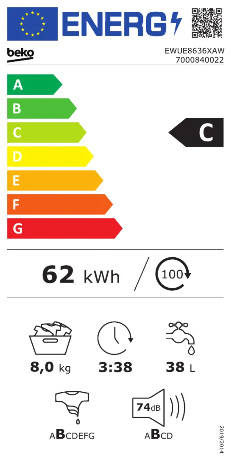First page image of the manual for EWUE8636XAW