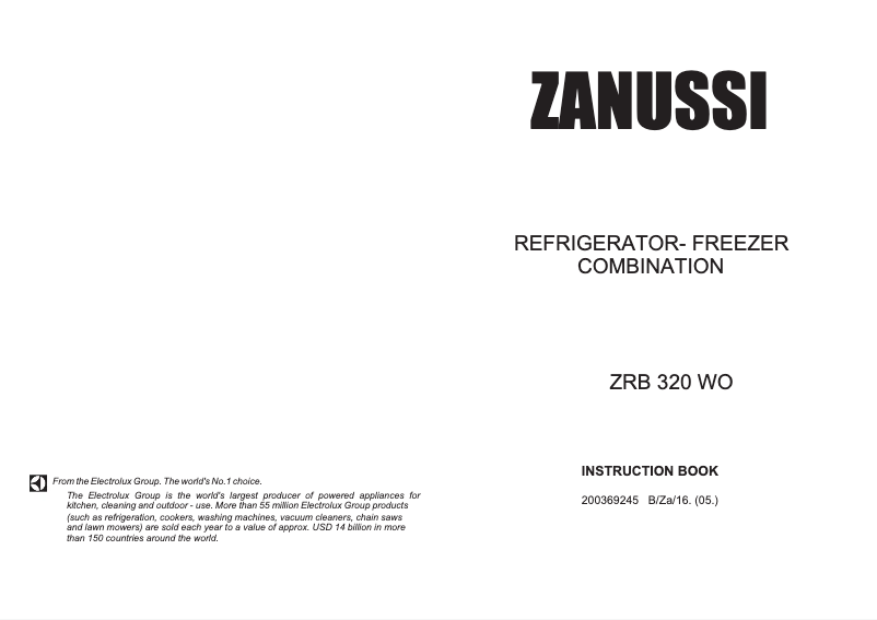 Page 1 of the manual User Manual Zanussi ZRB 320