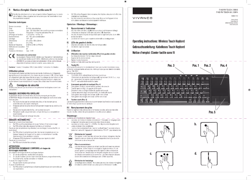 Page 1 of the manual User Manual Vivanco IT-KB FM Touch UK