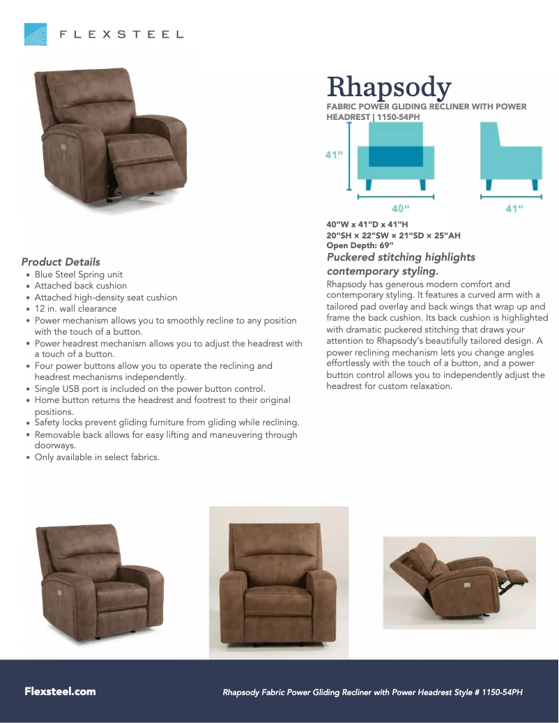 Page 1 of the manual User Manual Flexsteel Rhapsody 1150-54PH