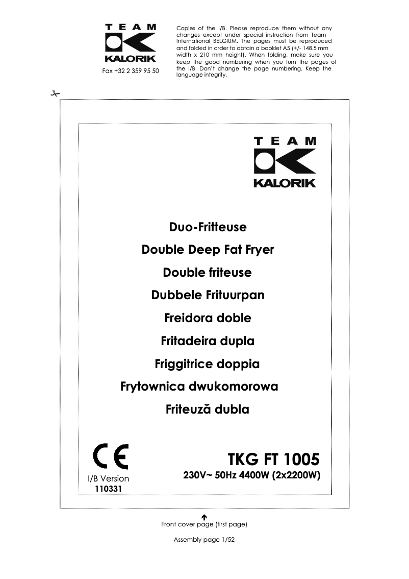 Page 1 of the manual User Manual Team TKG FT 1005