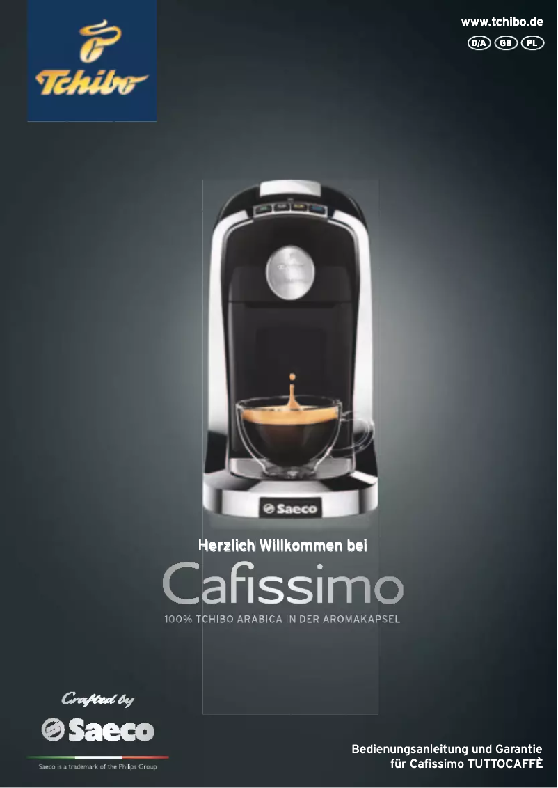 First page image of the manual for Cafissimo Tuttocaffe