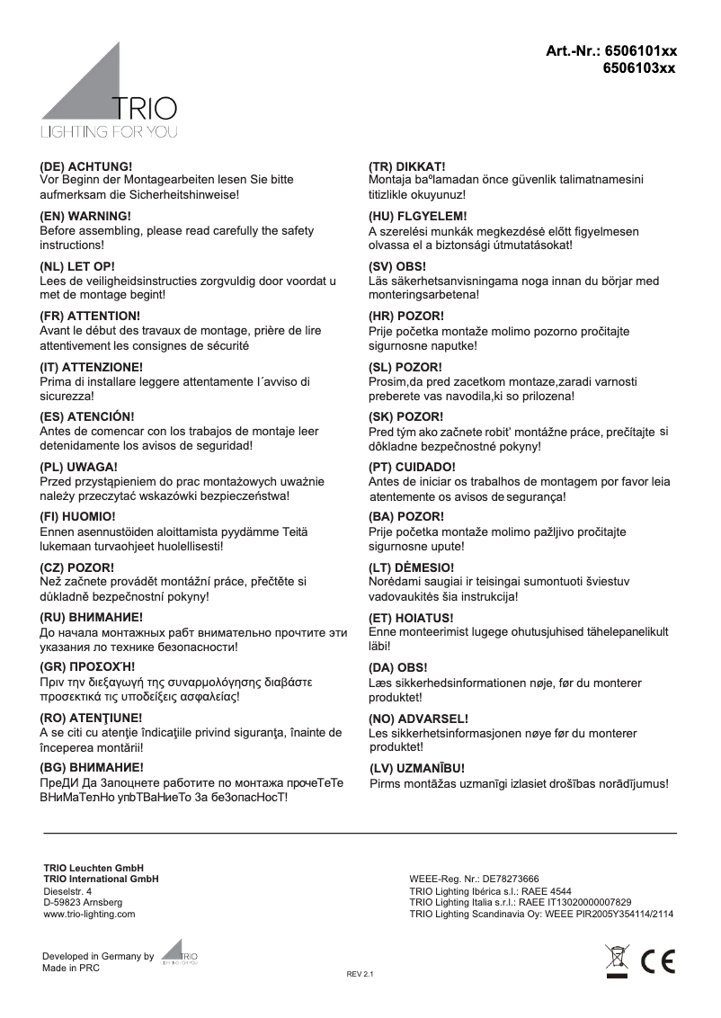 First page image of the manual for Zagros 650610132