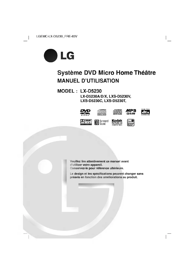 First page image of the manual for LX-D5230A