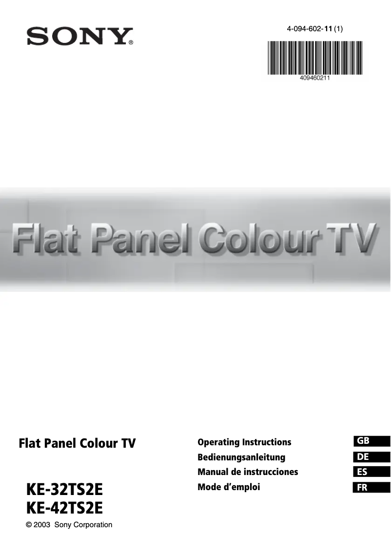 Page 1 of the manual User Manual Sony KE-42TS2