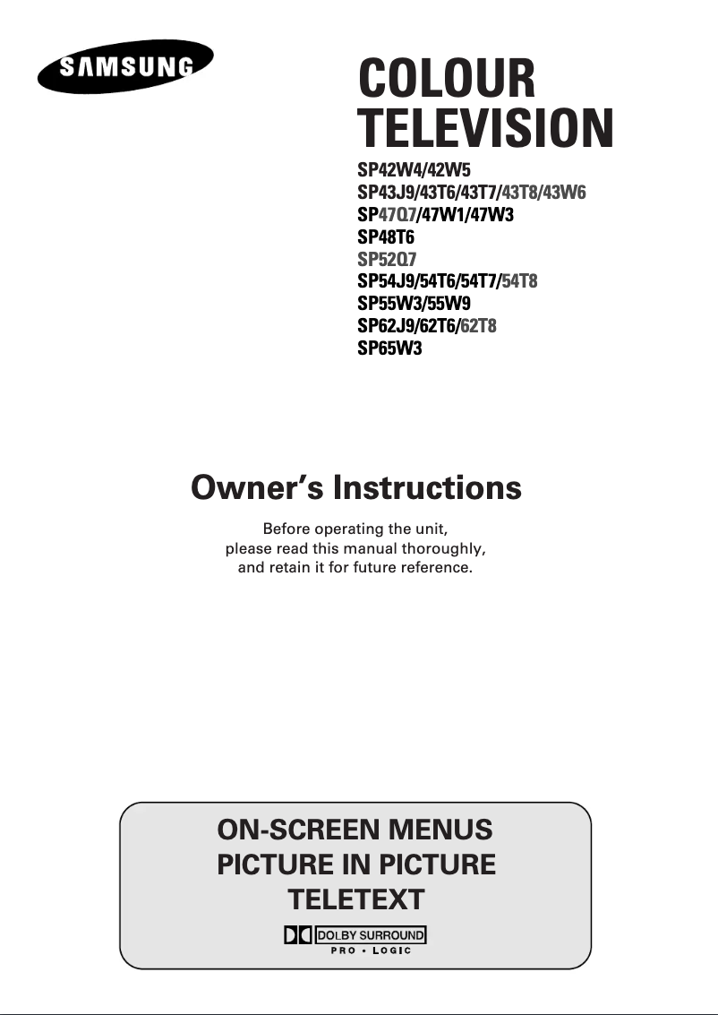 Page 1 of the manual User Manual Samsung SP-43T6HC