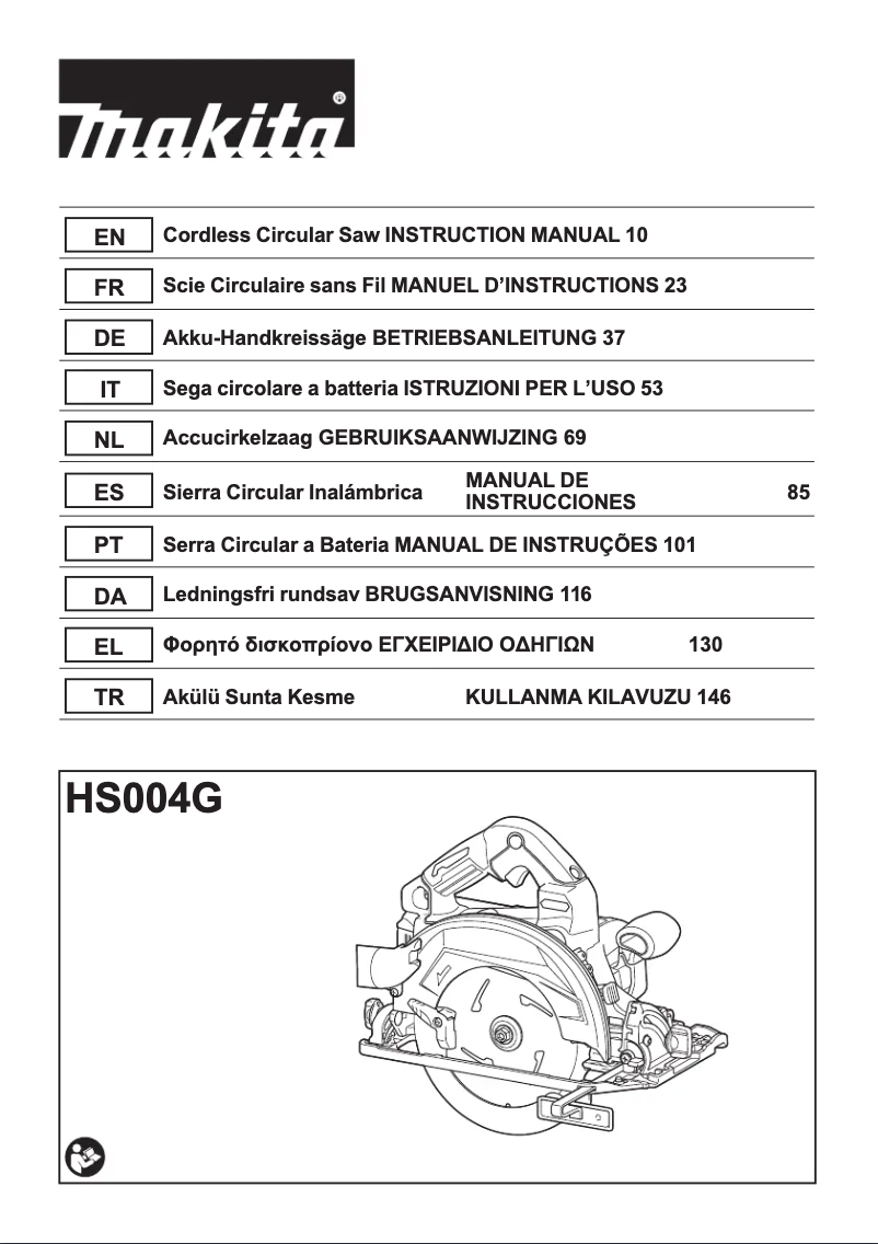 Page 1 of the manual User Manual Makita HS004GZ01