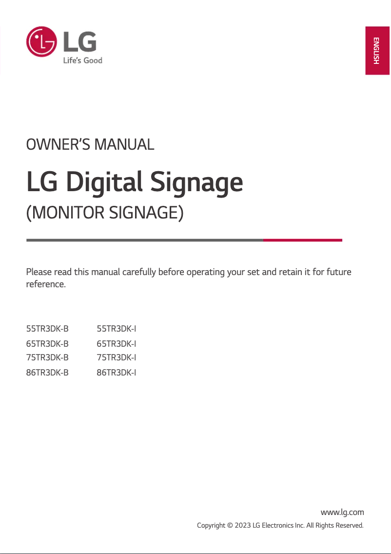 First page image of the manual for 65TR3DK-B
