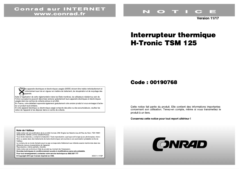 First page image of the manual for TSM 125
