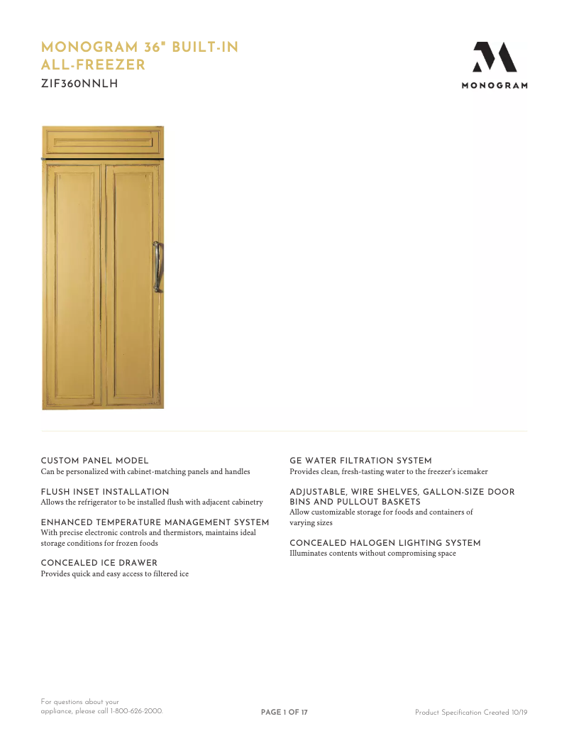 First page image of the manual for ZIF360NNLH