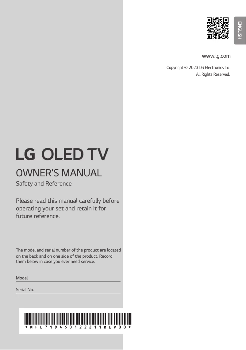 Page 1 of the manual User Manual LG OLED65B3PSA