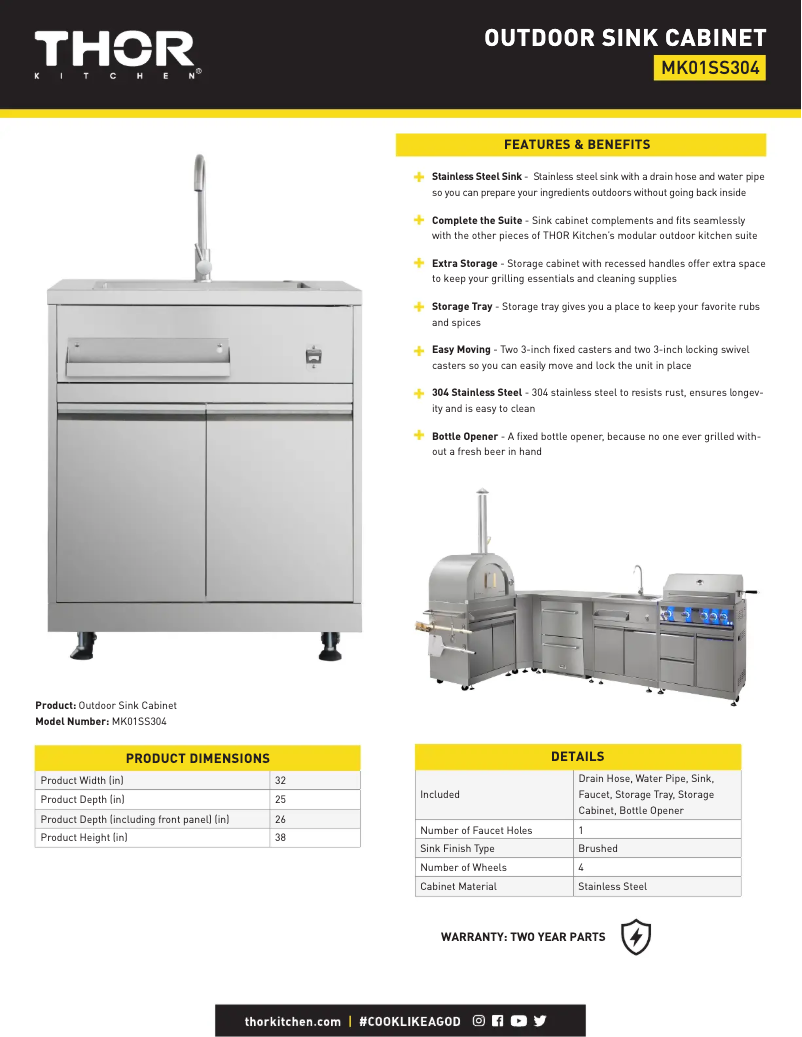 Page 1 of the manual Technical Sheet Thor MK01SS304