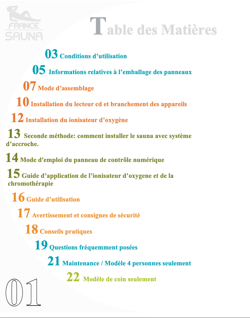 Image de la première page du manuel de l'appareil Soleil Blanc