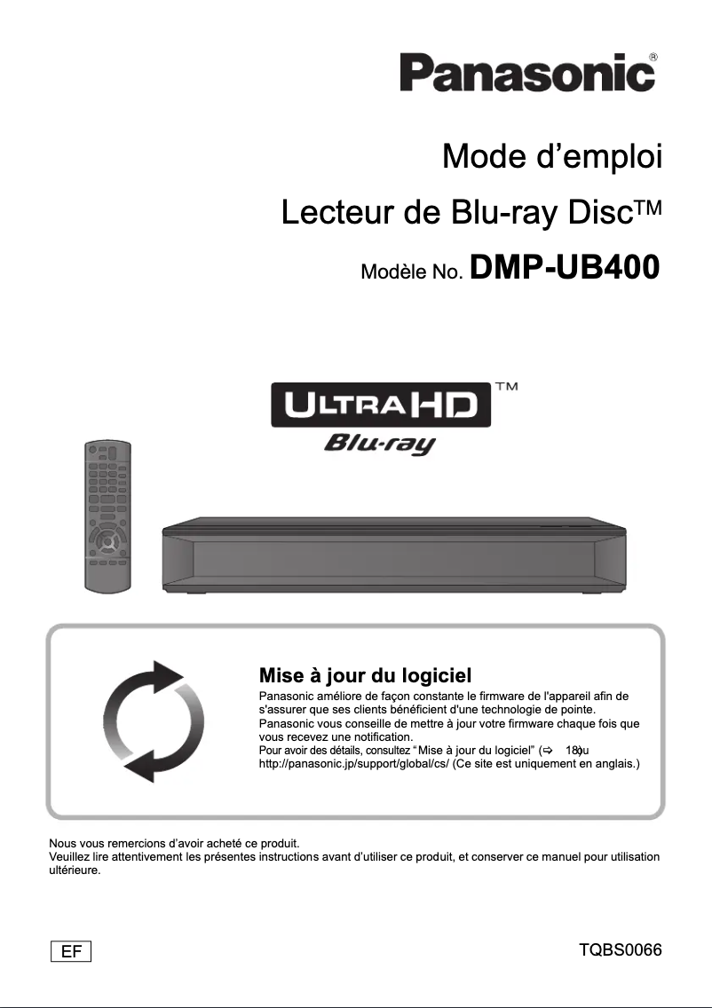 Page 1 of the manual User Manual Panasonic DMP-UB400