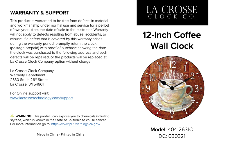 Page 1 of the manual User Manual La Crosse Technology 404-2631C