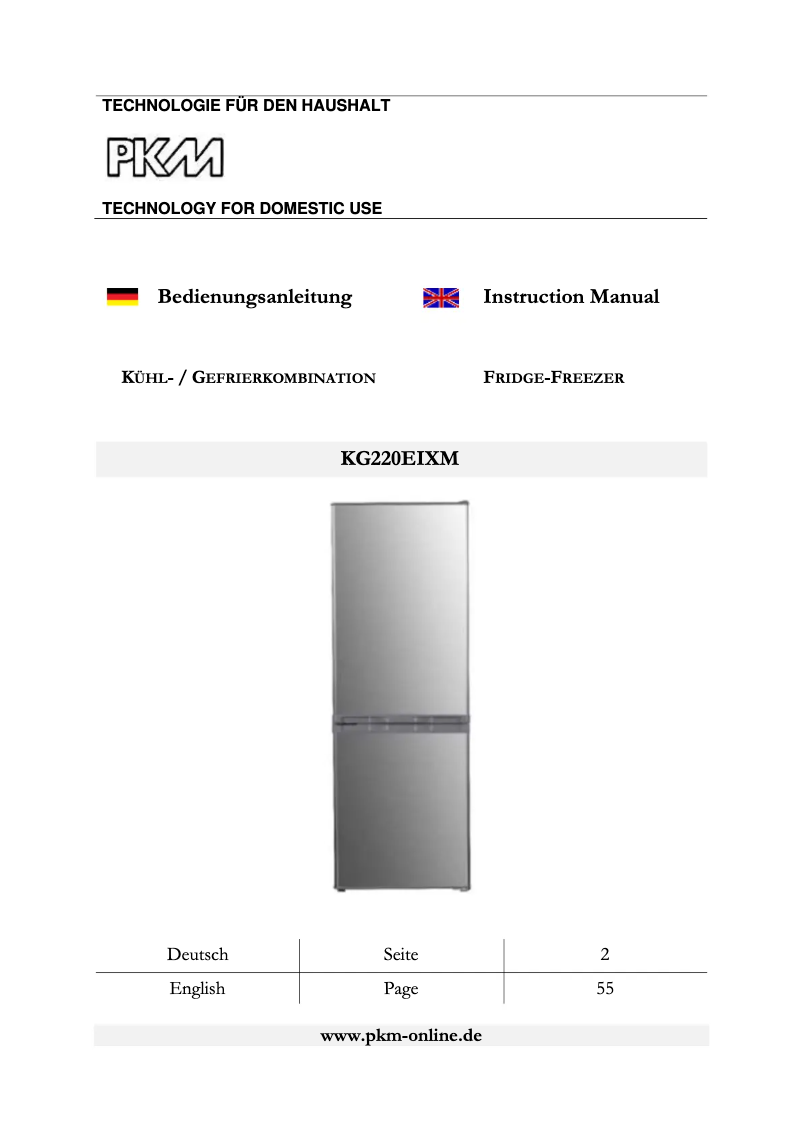 First page image of the manual for KG220EIXM