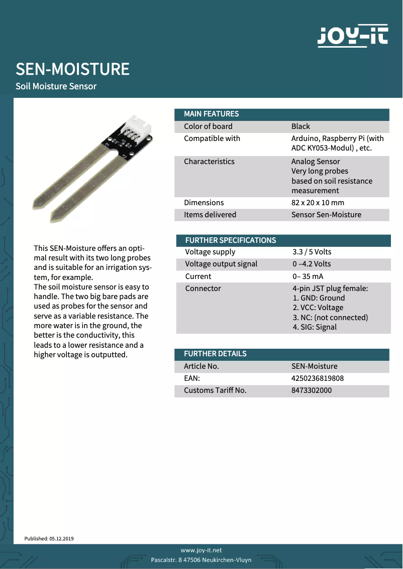 Image de la première page du manuel de l'appareil SEN-Moisture