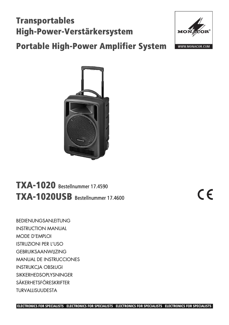 First page image of the manual for TXA-1020