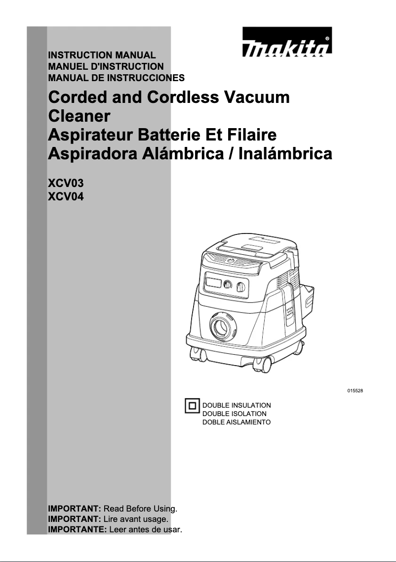 First page image of the manual for XCV04