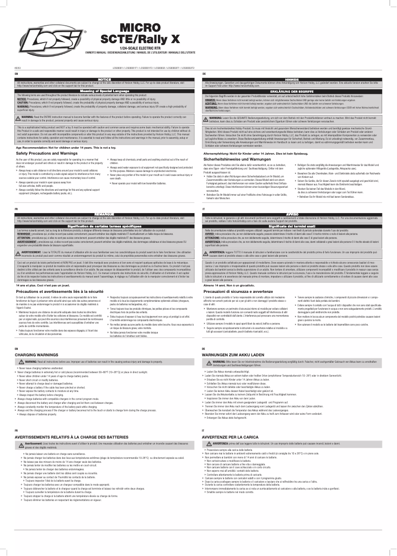 First page image of the manual for Micro Rally X