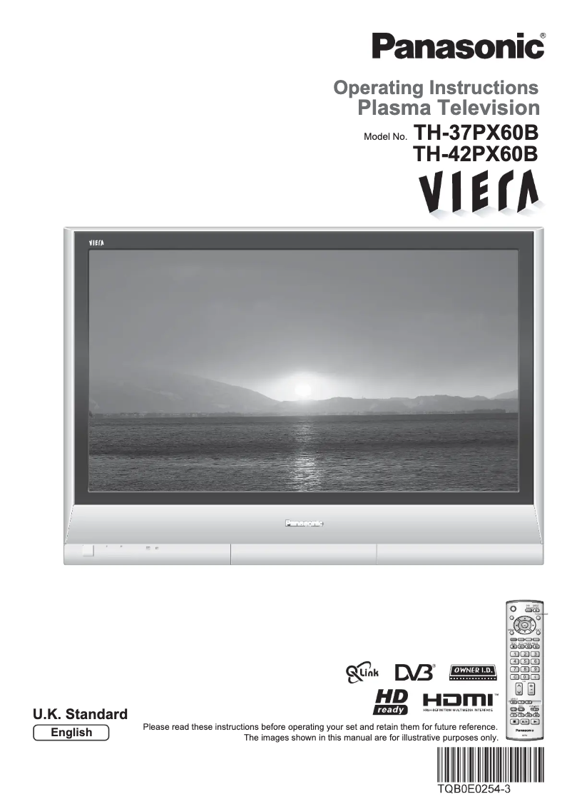 First page image of the manual for Viera TH-37PX60B