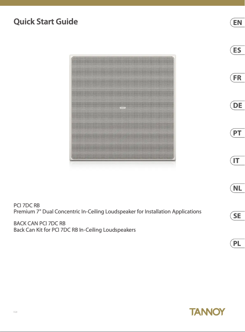 Page 1 of the manual User Manual Tannoy PCI 7DC RB