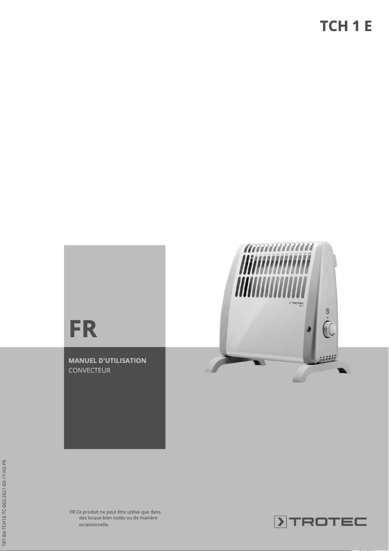 Page 1 of the manual User Manual Trotec TCH 1 E