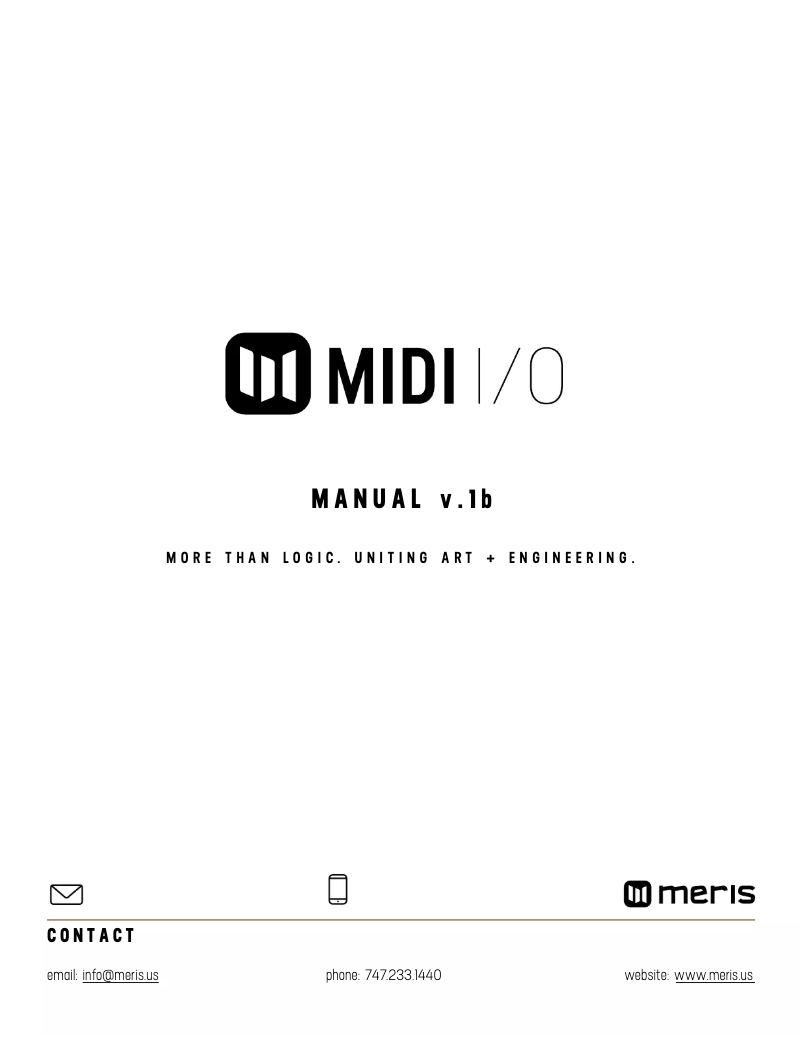 Page 1 of the manual User Manual Meris MIDI I/O