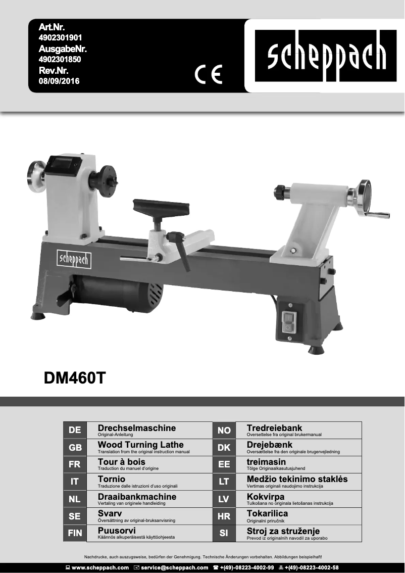 Page 1 of the manual User Manual Scheppach DM460T