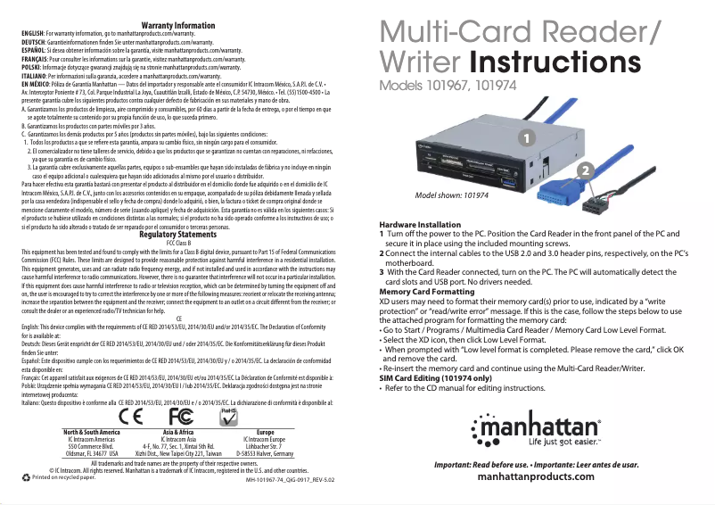First page image of the manual for 101967
